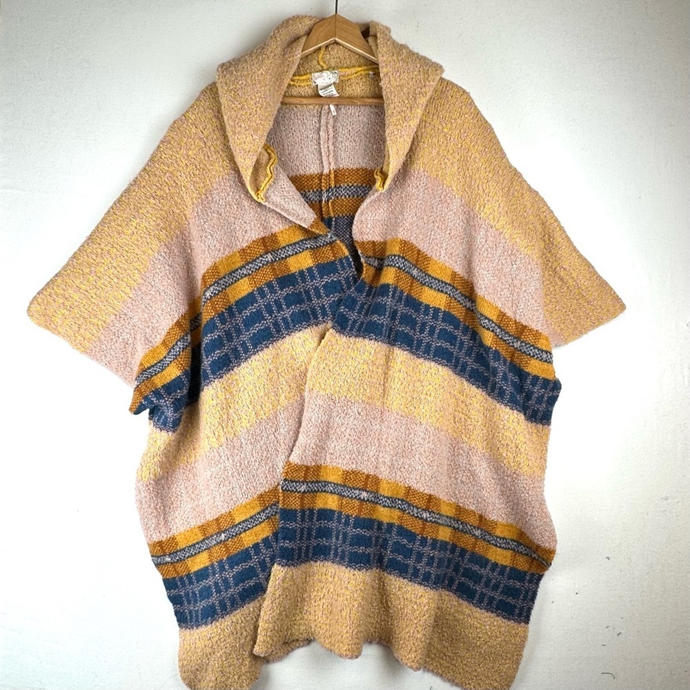 Free People Hooded Poncho Mercer Sweater Cardigan Boho